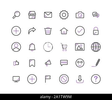 Web Interface outline icon set. Vector and Illustration. Stock Vector