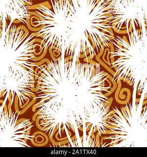 Exotic Floral Seamless Pattern, Tropical Palms Trees White Silhouettes on Abstract Tile Background. Vector Stock Vector