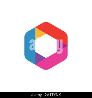 abstract hexagon shape. template logo design. Colorful hexagon logo Stock Vector