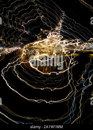 Moving lights, intentional camera movement, abstract. Stock Photo