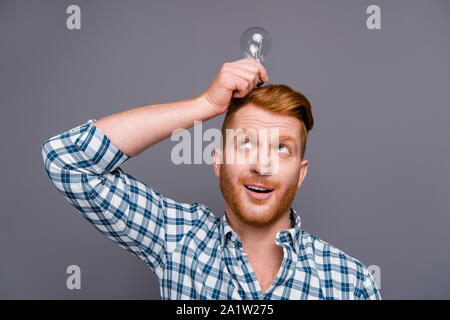 Portrait of nice cheerful cheery funny handsome attractive man w Stock Photo