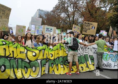 Milan (Italy), 27 September 2019, third 'Global Strike for Future', youth and student demonstration, in protest against climate change and global warming Stock Photo