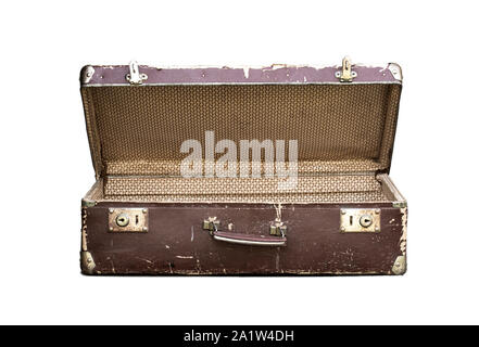 Old suitcase  isolated on white Stock Photo