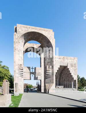 Gate of St. Gregory, entrance to Etchmiadzin Cathedral, Vagharshapat, Armenia Stock Photo