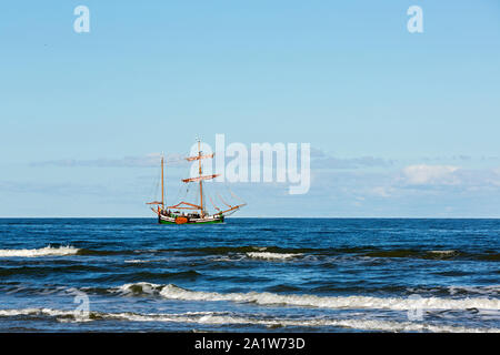 Norderney, Nordstrand, Strand, Meer, Duenung, Segelschiff Stock Photo