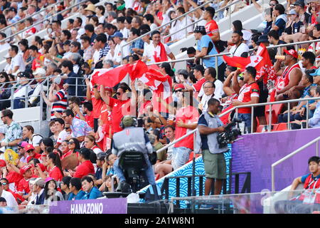 Higashiosaka, Osaka, Japan. 28th Sep, 2019. Tonga Team fans Rugby : 2019 Rugby World Cup Pool C match between Argentina 28-12 Tonga at Hanazono Rugby Stadium in Higashiosaka, Osaka, Japan . Credit: Naoki Nishimura/AFLO SPORT/Alamy Live News Stock Photo