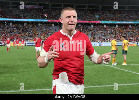 Wales' Hadleigh Parkes during the 2019 Rugby World Cup match at the Tokyo Stadium, Japan. Stock Photo