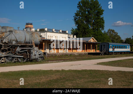 Old railway engine at Haapsalu railway station in Haapsalu, Estonia, Baltic states, Europe Stock Photo