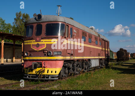 Old Soviet Locomotive at Haapsalu railway station in Haapsalu, Estonia, Baltic states, Europe Stock Photo