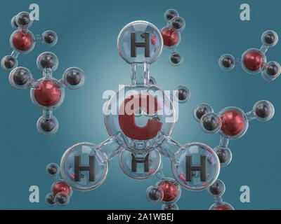 Methane Molecule Image. Science background. 3D rendering Stock Photo