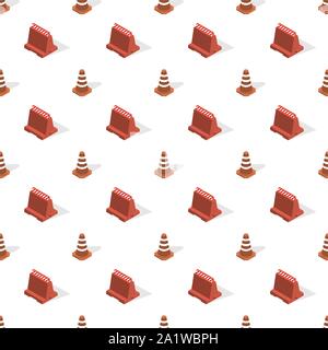 Seamless background from a set of under construction design elements, vector illustration. Stock Vector