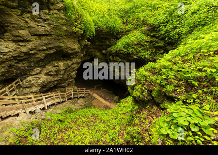 Stairs To An Entrance To A Cave Stock Photo