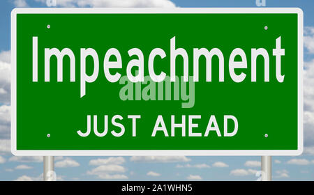 Rendering of a green highway sign for Impeachment Stock Photo