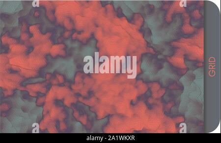 Fire and smoke. Mosaic. 3d perspective grid background texture. Abstract vector illustration. Stock Vector