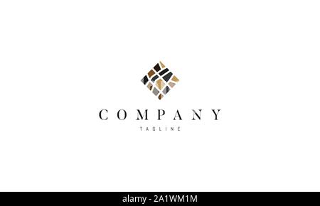 Vector logo on which an abstract image of paving slabs in the form of a rhombus. Stock Vector
