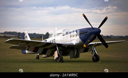 P-51D Mustang ‘Miss Helen’ (G-BIXL) on the flightline at the Imperial War Museum, Battle of Britain airshow on the 22 September 2019 Stock Photo