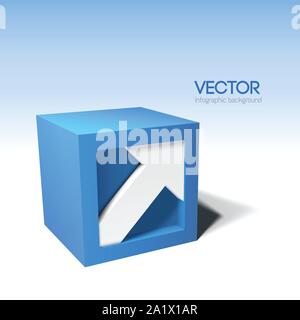 Infographic vector 3D cube with arrow Stock Vector