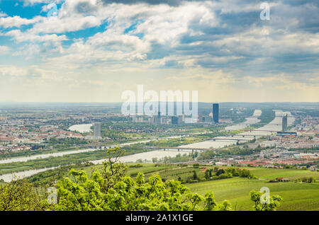 View from Kahlenberg hill on vienna cityscape. Tourist spot Stock Photo