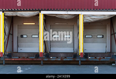 Automated Truck Loading Systems with closed gates. ATLS commonly used in the material handling industry to refer to the automation of loading or unloa Stock Photo