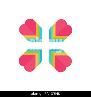 3D love logo. Heart Icons Set, ideal for valentines day and wedding - Vector Stock Vector