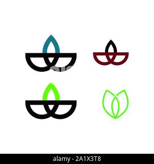 Abstract flower logo icon design. Elegant crown line symbol. Stock Vector