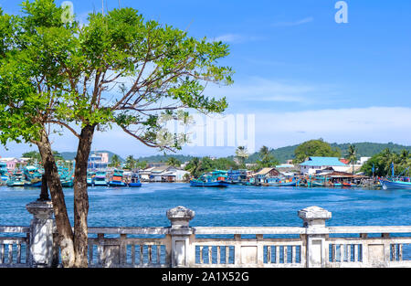 Landscape of small village in seashore Phu Quoc, Kien Giang, Vietnam. Royalty high quality free stock image of sea landscape. Stock Photo