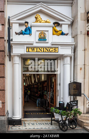 Twinings Tea historic tea store at 216 The Strand London - The oldest tea shop in London at over 300 years old Stock Photo