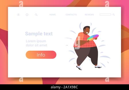 fat obese man designer holding sample of color palette guide overweight african american guy with colors catalog obesity concept horizontal copy space Stock Vector