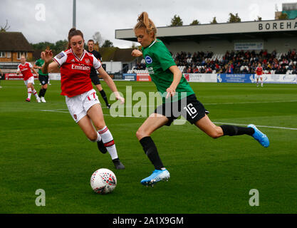 Boreham Wood, UK. 29th Sep, 2019. BOREHAMWOOD, ENGLAND - SEPTEMBER 29: Ellie Brazil of Brighton and Hove Albion WFC during Barclay's FA Women's Super League match between Arsenal Women and Brighton and Hove Albion Women at Meadow Park Stadium on September 29, 2019 in Boreham wood, England Credit: Action Foto Sport/Alamy Live News Stock Photo