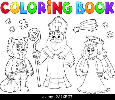 Coloring book Saint Nicholas Day theme 2 - eps10 vector illustration. Stock Vector