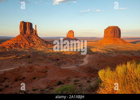 Monument Valley is a region of the Colorado Plateau characterized by a cluster of vast sandstone buttes, the largest reaching above the valley floor.