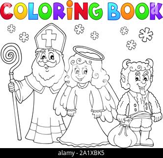 Coloring book Saint Nicholas Day theme 3 - eps10 vector illustration. Stock Vector