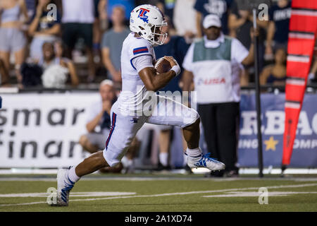 Overtime. 28th Sep, 2019. Louisiana Tech Bulldogs quarterback J'Mar Smith (8) runs for the winning touchdown during the overtime period of an NCAA football game between the Louisiana Tech Bulldogs and the Rice Owls at Rice Stadium in Houston, TX. Louisiana Tech won the game 23 to 20 in overtime.Trask Smith/CSM/Alamy Live News Stock Photo