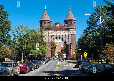 The Soldiers and Sailors Memorial Arch in Bushnell Park, Hartford, Connecticut,  USA Stock Photo