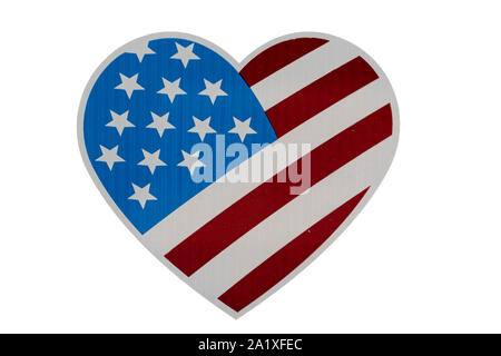 heart shape usa flag on white background Stock Photo