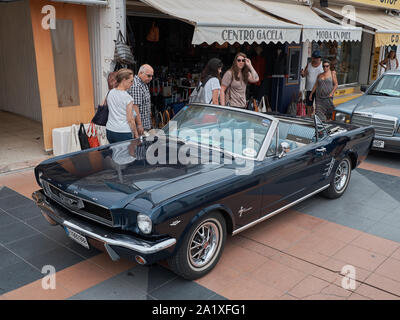 First generation Ford Mustang convertible. Classic car meeting in Torremolinos, Málaga, Spain. Stock Photo