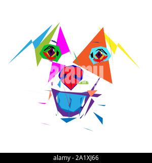 Multi-colored head of a dog. Graphic drawing in cubism style. Stock Vector