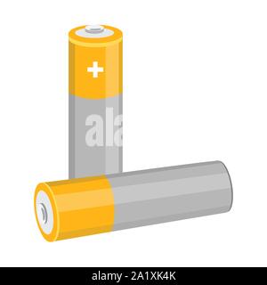 Two AA size batteries isolated on white background. Stock Vector