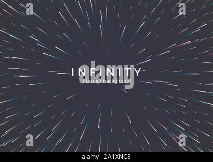 Infinity and space. Abstract background travel through time and space. Futuristic neon poster. Trendy music banner template. Vector Stock Vector