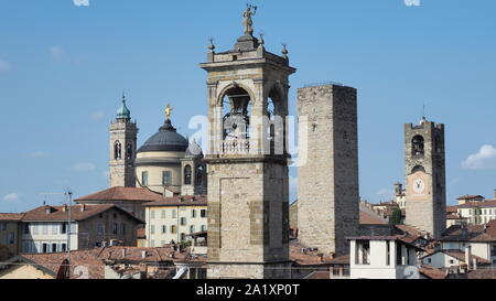 Bergamo, Italy. Landscape at the towers and domes of the old town. One of the most beautiful cities in Italy Stock Photo