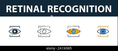 Retinal Recognition icon set. Premium symbol in different styles from security icons collection. Creative retinal recognition icon filled, outline Stock Vector