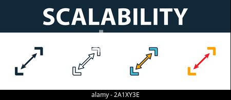 Scalability icon set. Premium symbol in different styles from startup icons collection. Creative scalability icon filled, outline, colored and flat Stock Vector