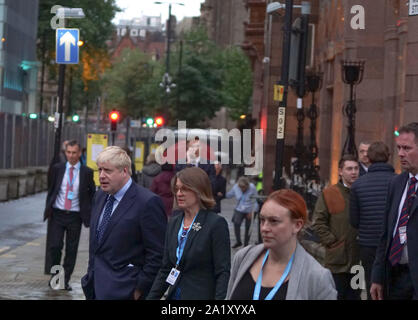 Manchester, UK. 29th Sept 2019. Britain's Prime Minister, Boris Johnson walking outside at the Conservative Party Conference on September 29, 2019 in Manchester, England. Credit: Ioannis Alexopoulos/Alamy Live News Stock Photo