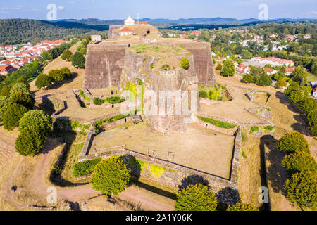 Star shaped bastions and outworks of Citadelle de Bitche, medieval fortress and stronghold near German border in Moselle department, France. The citad Stock Photo