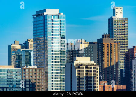 Chicago Skyline Scene in the Gold Coast and Old Town Neighborhoods Stock Photo