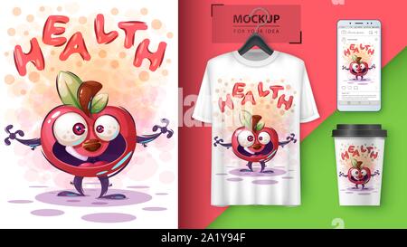 Health apple - mockup for your idea Stock Vector
