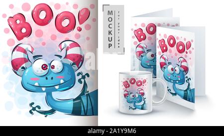 Cute monster poster and merchandising Stock Vector