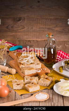 Genoese focaccia flatbread. Stock Photo