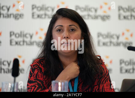 Manchester, UK. 29th September 2019. Nusrat Ghani, MP for Wealden speaks at the Policy Exchange event, Challenging 'Islamophobia' on day one of the Conservative Party Conference in Manchester. © Russell Hart/Alamy Live News. Stock Photo