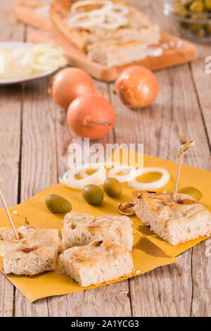 Genoese focaccia flatbread. Stock Photo